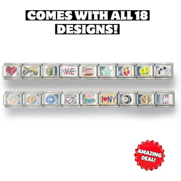 Italian Charm Bracelet Stainless Steel 18 Link Modular Adjustable Jewelry Gift - Picture 5 of 7